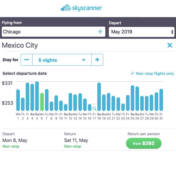 changing trip duration on skyscanner