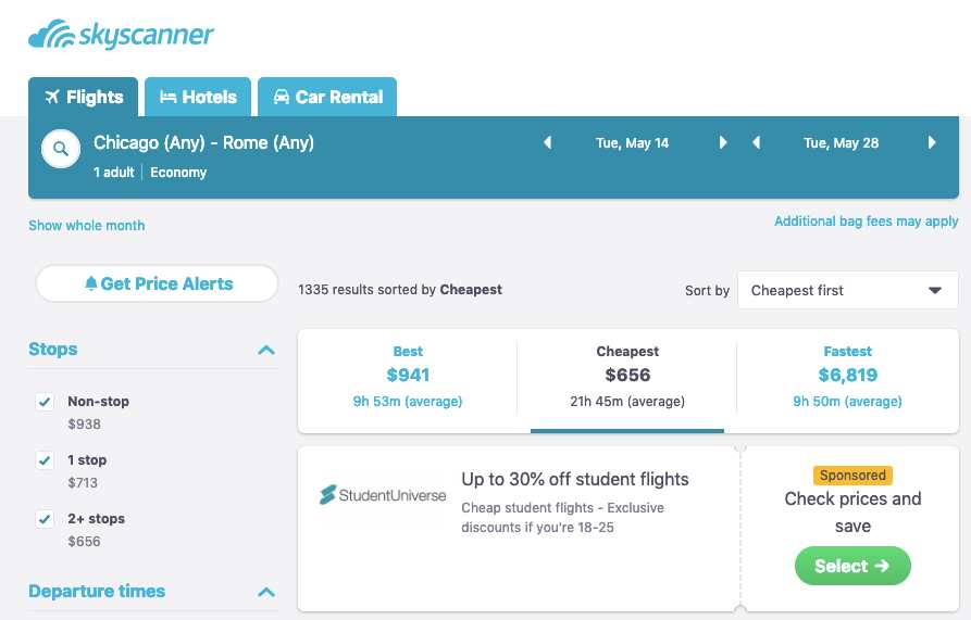 view whole month on skyscanner