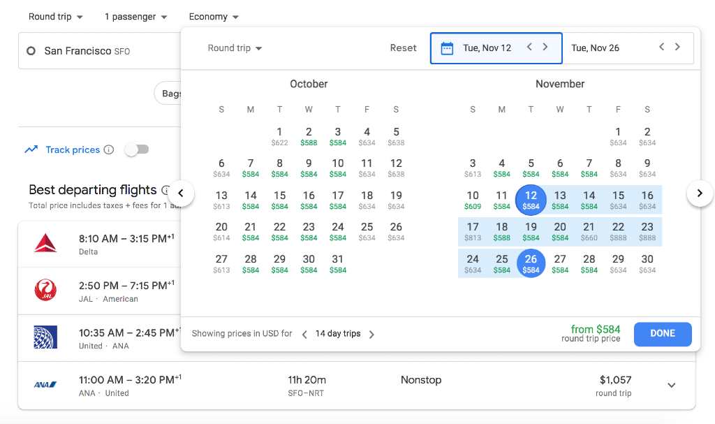 changing dates on google flights