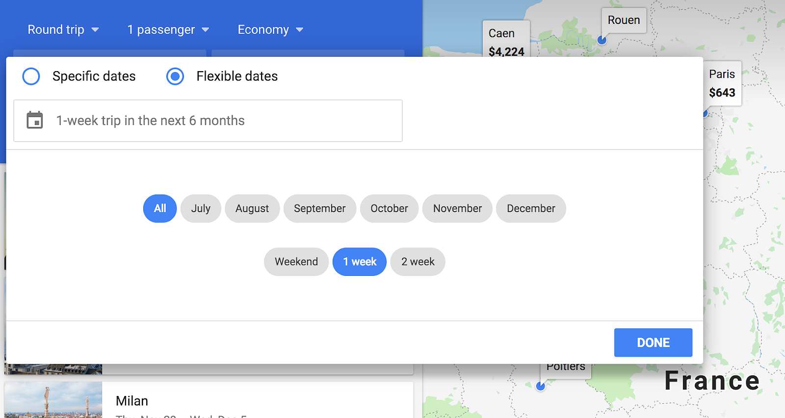 searching flexible dates on google flights