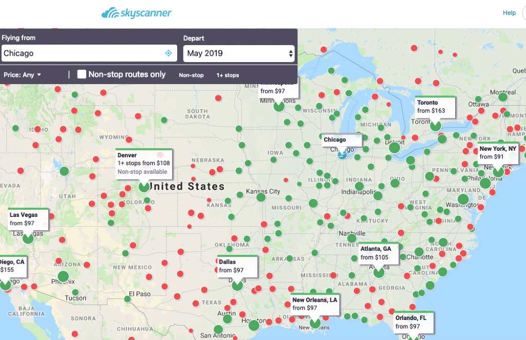 map view on skyscanner