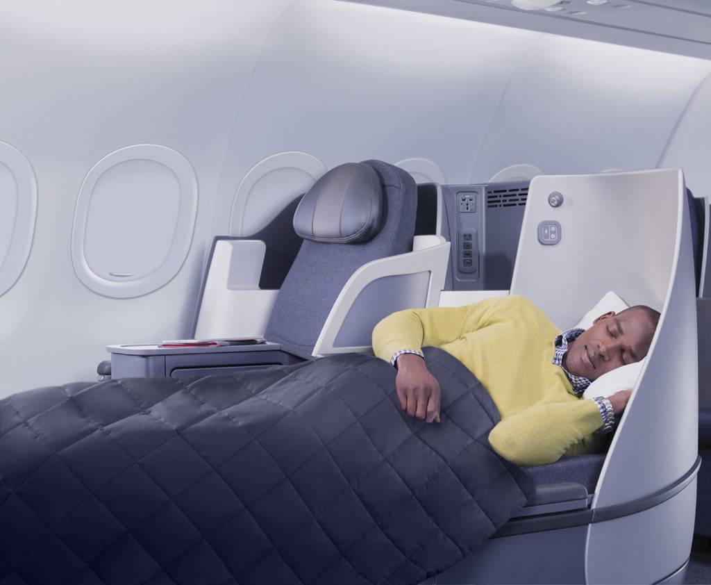 AA lie flat seats in bed mode.